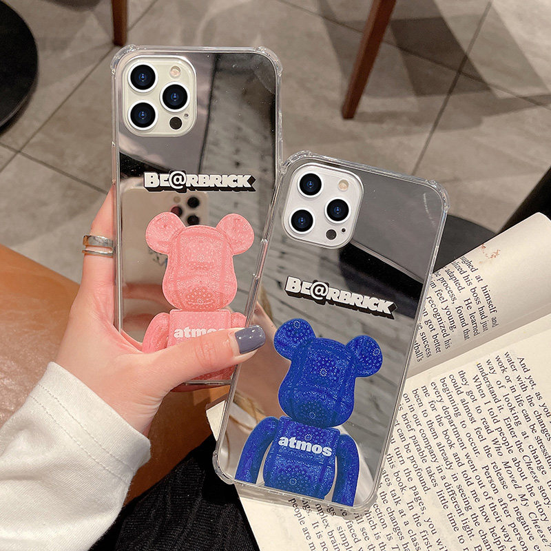 Suitable for Apple 13 mobile phone case violent bear kaws trendy brand 12 mirror iPhone 13promax couple anti-fall