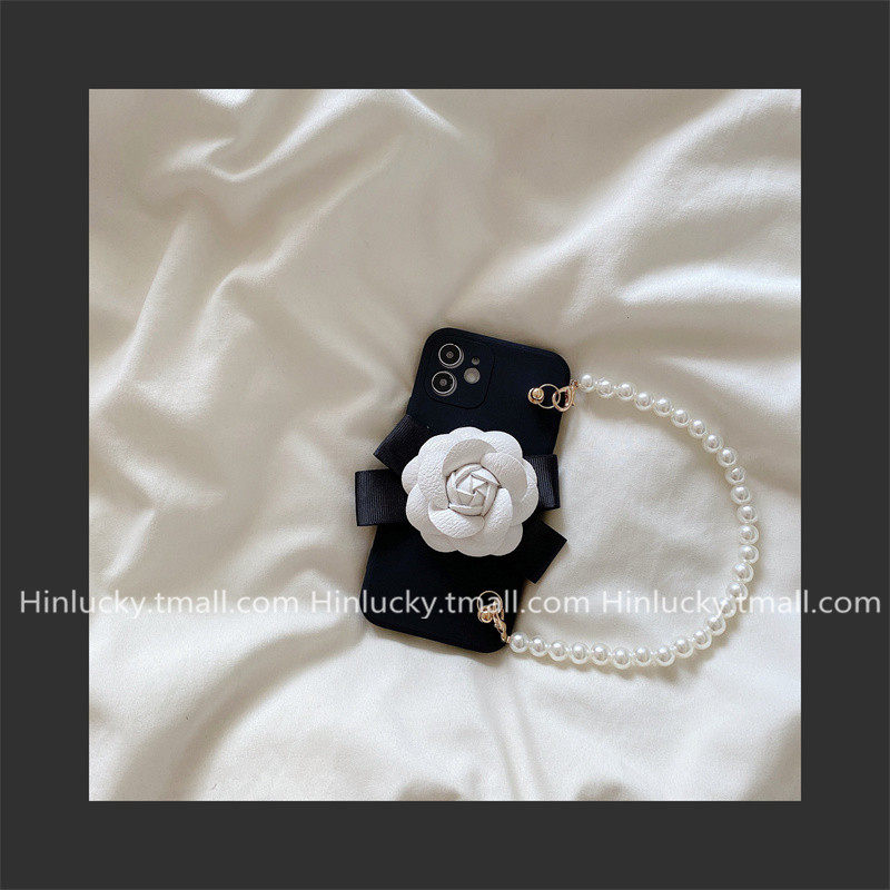 Retro camellia chain is suitable for iPhone 13 drop-proof Apple 12promax mobile phone case all-inclusive 11 female models