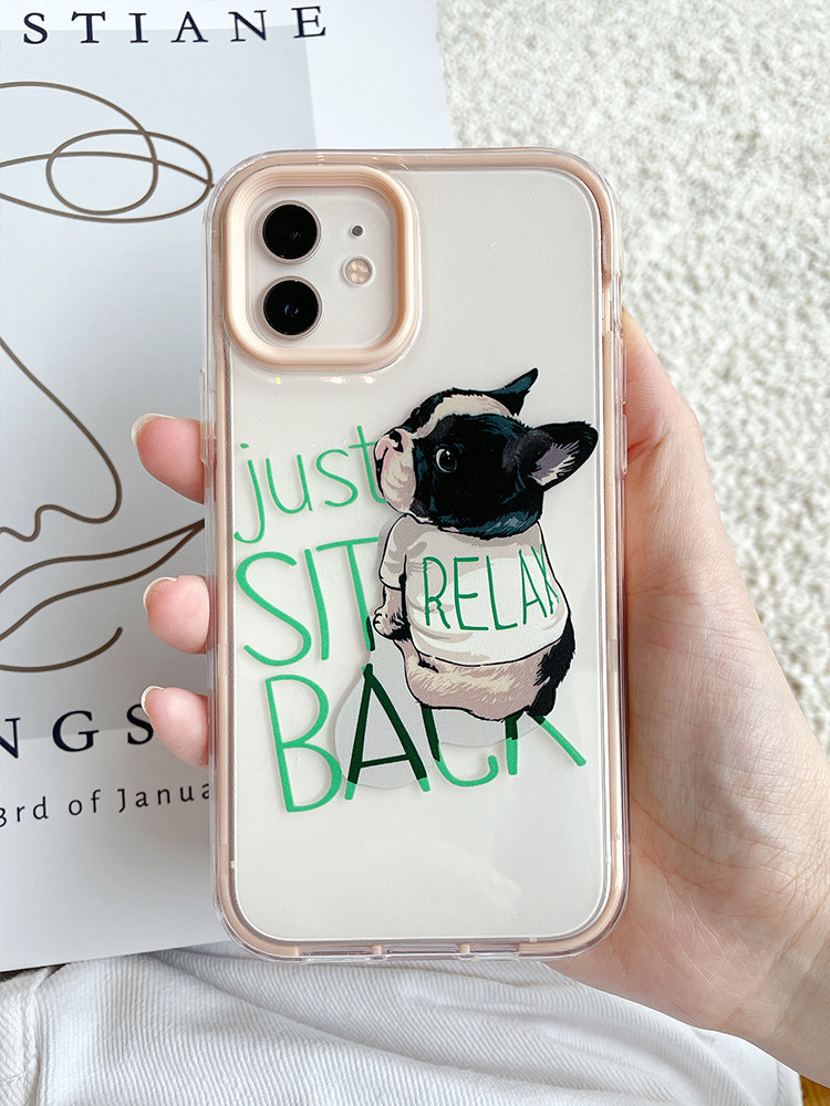 Bulldog is suitable for iphone13 mobile phone case cute apple 12 female all-inclusive anti-fall Japanese and Korean 13pro silicone female