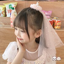 Little flower child wedding little girl veil children white flash princess wedding dress picture props net red wedding headdress