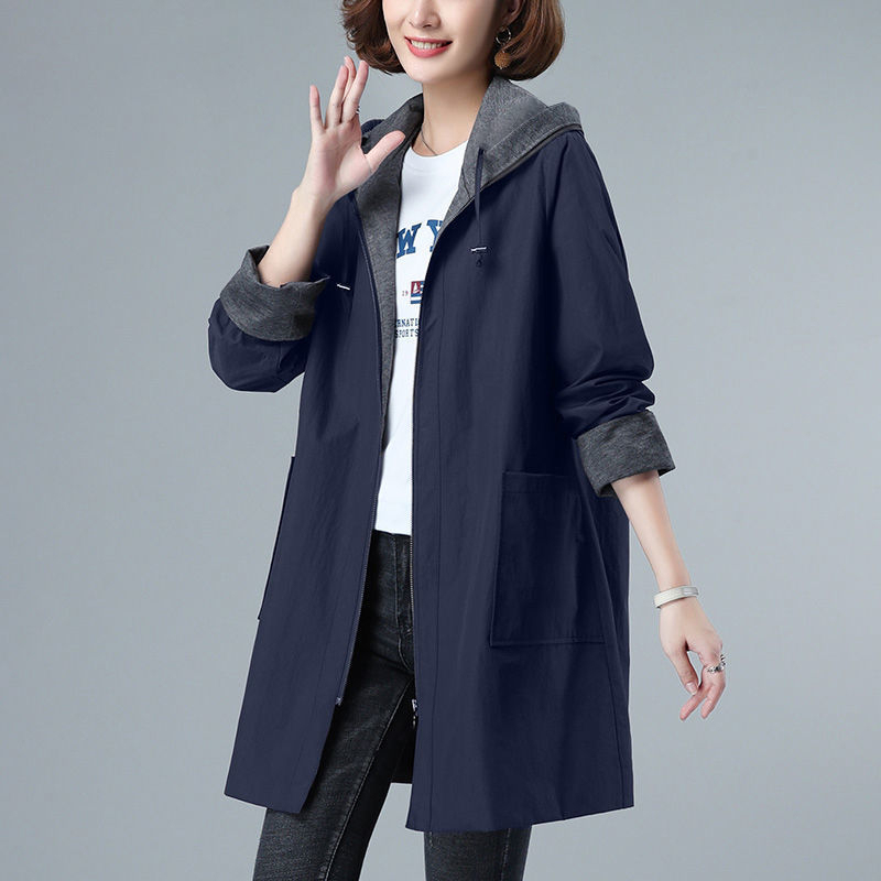 Foreign Trade Cross-Border European and American Amazon Plus-Size Mid-Length Trench Coat, New Spring and Autumn Style, Loose and Slimming Coat for Middle-Aged Mothers Foreign Trade Cross-Border European and American Amazon Plus-Size Mid-Length Trench Coat, New Spring and Autumn Style, Loose and Slimming Coat for Middle-Aged Mothers