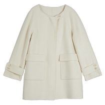 (100% sheep wool) ELLE off-white double-sided woolen coat for women 2024 winter new simple woolen coat