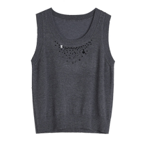 (Selection) ELLE Gray Gray Series Round Neck Sleeveless Wool Sweater Womens 2024 Autumn New Commuting Wind Back