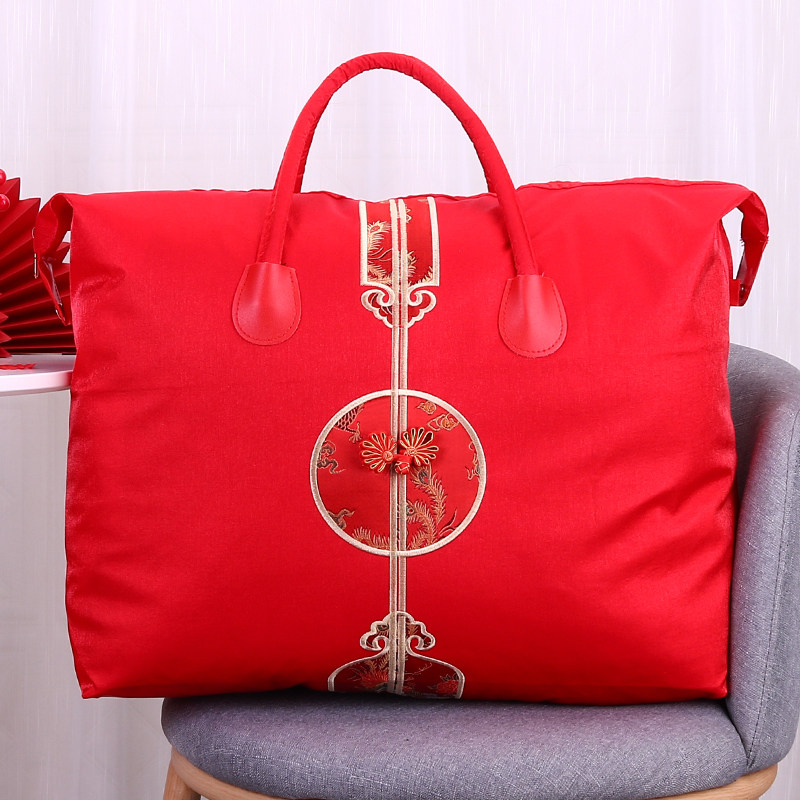 Wedding red quilt storage bag wedding dowry dust-proof handbag large quilt blanket packaging bag thick