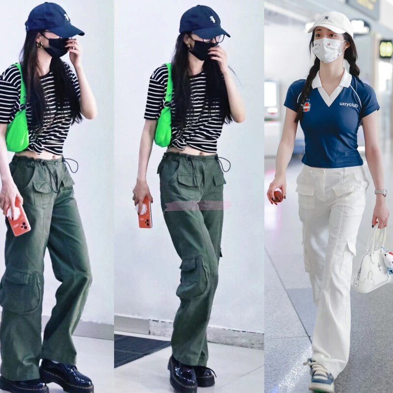 Domestic Spot Brandy Melville Yang Mi Zhou Jieqiong Same Style Multi-Pocket Low-Waist Casual Straight Cargo Pants Domestic Spot Brandy Melville Yang Mi Zhou Jieqiong Same Style Multi-Pocket Low-Waist Casual Straight Cargo Pants