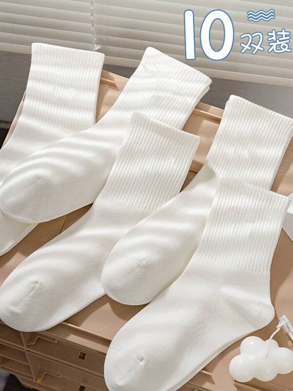 White Socks for Women, Summer Thin Style, Pure Cotton, Mid-Calf, Seamless Loafers, Long Black Socks, Spring and Autumn Sports Socks for Men White Socks for Women, Summer Thin Style, Pure Cotton, Mid-Calf, Seamless Loafers, Long Black Socks, Spring and Autumn Sports Socks for Men