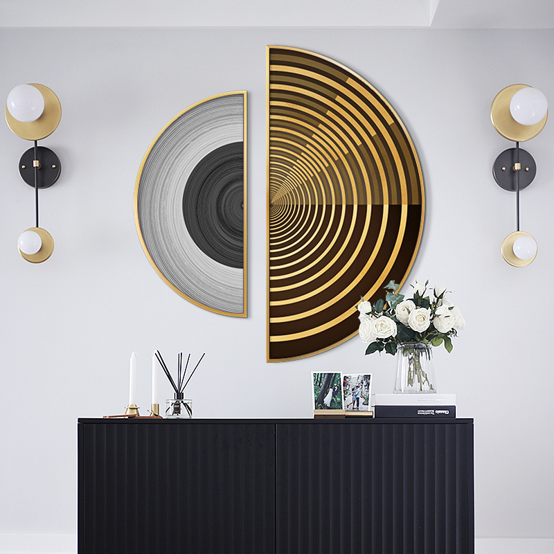 Entrance to the family Xuanguan Decorative Painting Modern Brief Corridor Aisle Dining Room Dining Room Dining Room Restaurant Background Wall Abstract Creative Semicircle Hanging Painting-Taobao