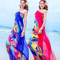 (Three sizes) super large women spring and summer silk scarf women sunscreen scarf beach towel long chiffon printed shawl
