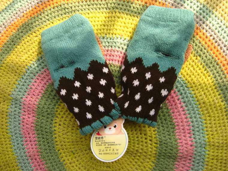 Autumn Winter Style Schoolgirl Gloves Half Finger hand 3 sets Winter thickened Garsuede Warm Cute Dew Finger Gloves Knit Write