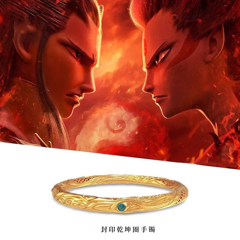 Nezha: the Demon Child Descends into the World Qiankun Circle Bracelet Unisex Children's Couple Gold-Plated Adjustable Bracelet for Students