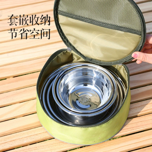 Дорожная портативная посуда для кемпинга, комплект, обеденная тарелка из нержавеющей стали, палочки для еды, снаряжение