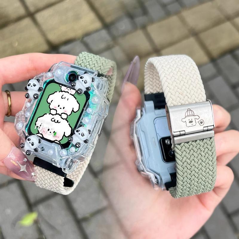 Suitable for Little Genius Phone Watch Strap Z10/Z9/Z8 Youth Version Z7 Nylon Braided Laser Engraving Pattern Z6/Z5