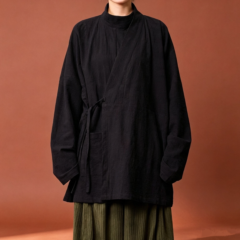 Autumn Improved Hanfu Style Clothing for Men and Women, Ancient Style Diagonal Collar, Curved Collar, Daily Wear, Right-Shoulder Top, Wei and Jin Dynasty Curved Collar Shirt Autumn Improved Hanfu Style Clothing for Men and Women, Ancient Style Diagonal Collar, Curved Collar, Daily Wear, Right-Shoulder Top, Wei and Jin Dynasty Curved Collar Shirt