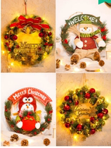Christmas ornament glowing Garland door pendant wall hanging Christmas tree scene layout home creative dress pendant