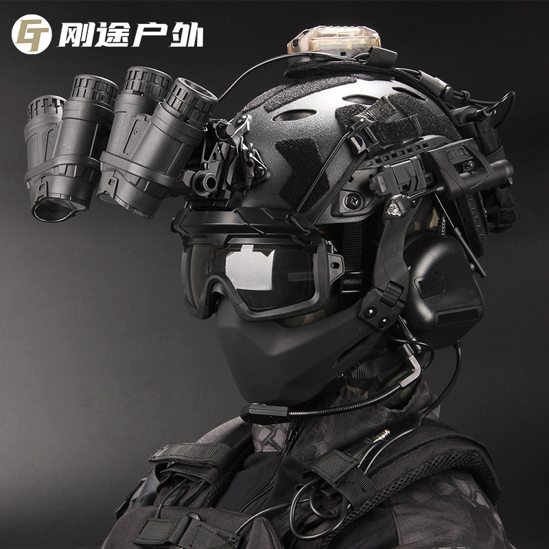 SF Tactical Safety Helmet FAST Quad-mesh Nightvision Instrument Headphone Goggle Army Meme Field Seal Riding Rider Equipment