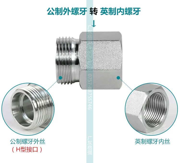 Yonghua trực tiếp dây bên ngoài hệ mét 5CB 24 độ hình nón ferrule loại H đến răng bên trong của Anh đến đầu nối đường ống thủy lực khop noi thuy luc múp nối thủy lực