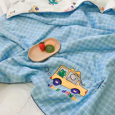 60s tribute satin class A kindergarten embroidered summer frigate children can Machine wash cotton air conditioning quilt baby nap thin quilt