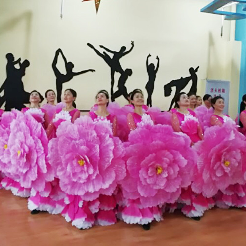 Kindergarten dance props Mudan Flower Umbrella Games Opening Entrance Performance Gala Opening of the Entrance Show handmade flower