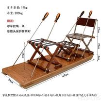 Solid wood parent-child ice car childrens adult ice skate car ice sledge winter ice entertainment single and double ice car