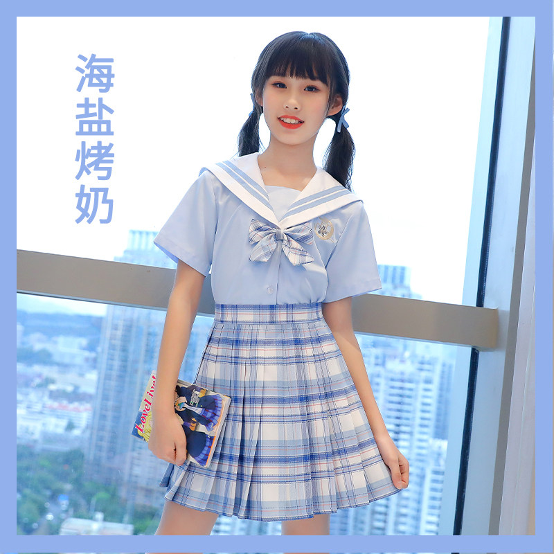 Sailor suit girls JK uniform suit children primary school students full set of summer skirt big children original genuine college style