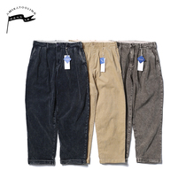 Autumn and winter thickened Japanese Tide brand vintage wash do old tooling corduroy casual pants men loose nine cone pants