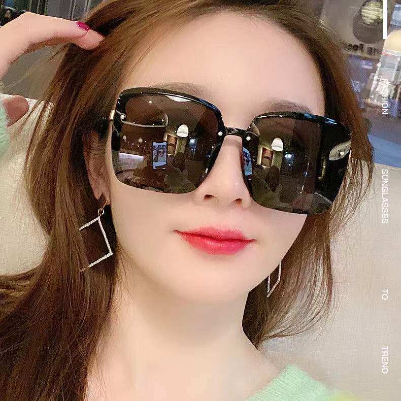 2021 new style sunglasses female summer tide personality Korean version big face thin round face polarized sunglasses female anti-UV