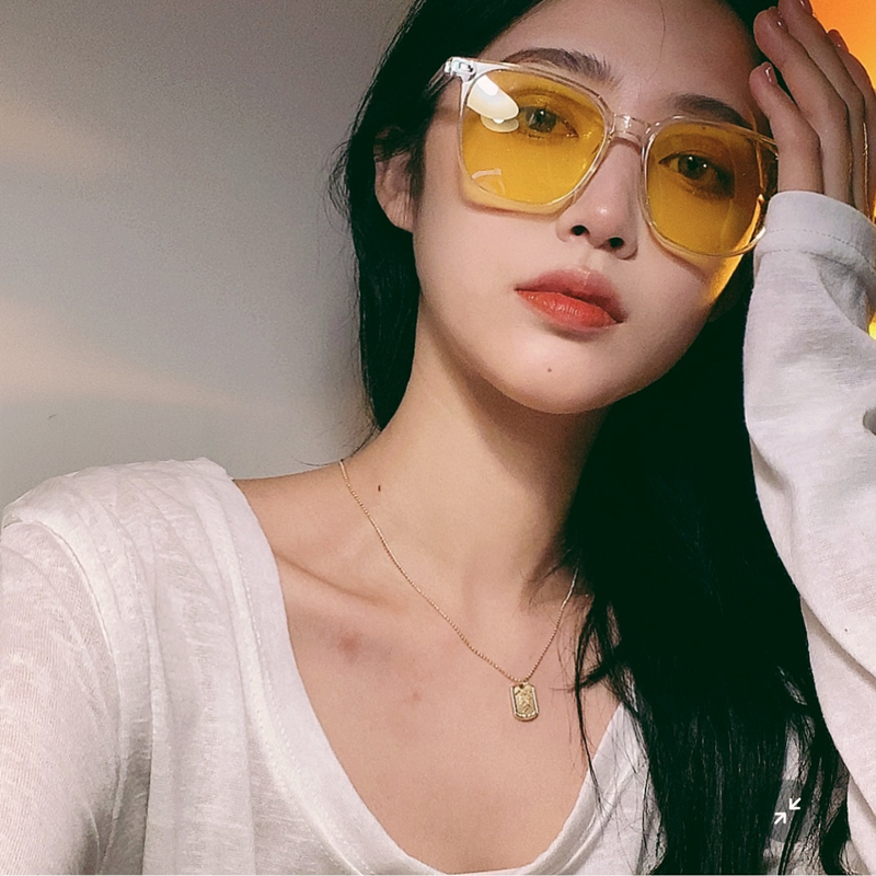 Korean version of retro sunglasses personality night vision transparent yellow polarized anti-UV with degree sunglasses men and women tide