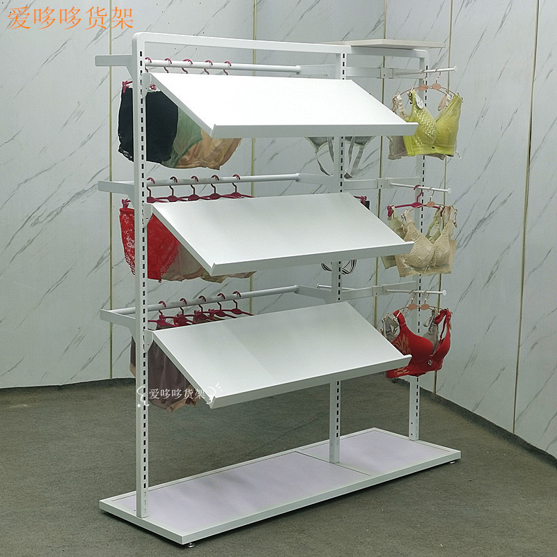 Underwear Display Rack, Double-Row Floor-Standing Display Stand, Underwear Shelf Rack, Pajamas and Socks Island Display Rack, Adjustable
