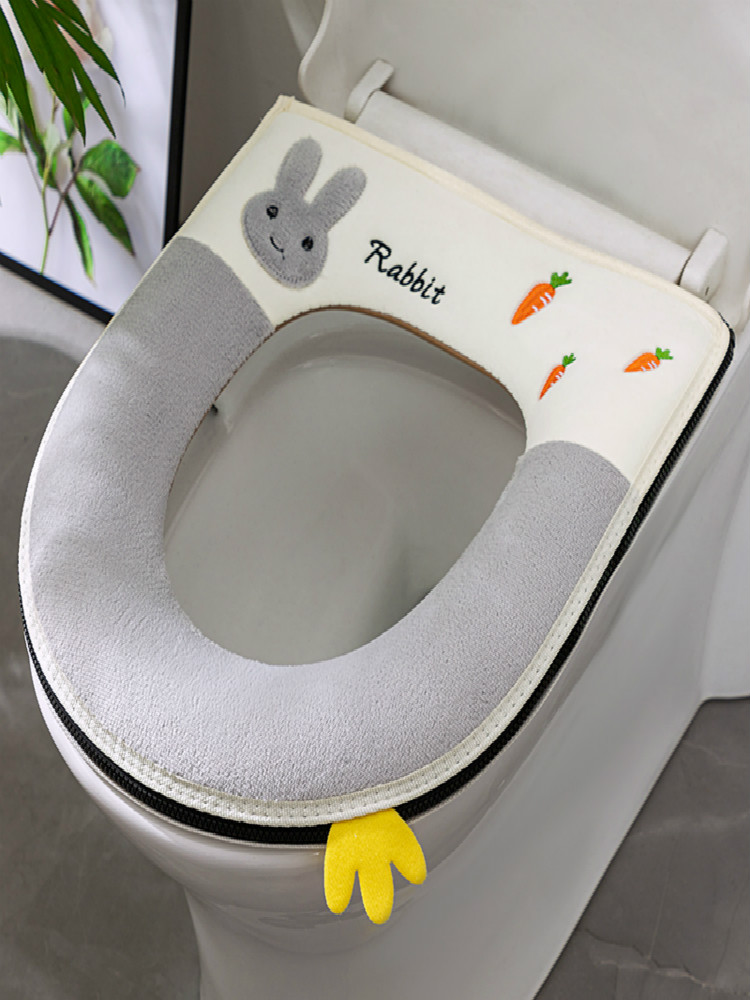 Toilet seat cushion cover plush household universal winter waterproof net red cute zipper cover toilet cover toilet cover