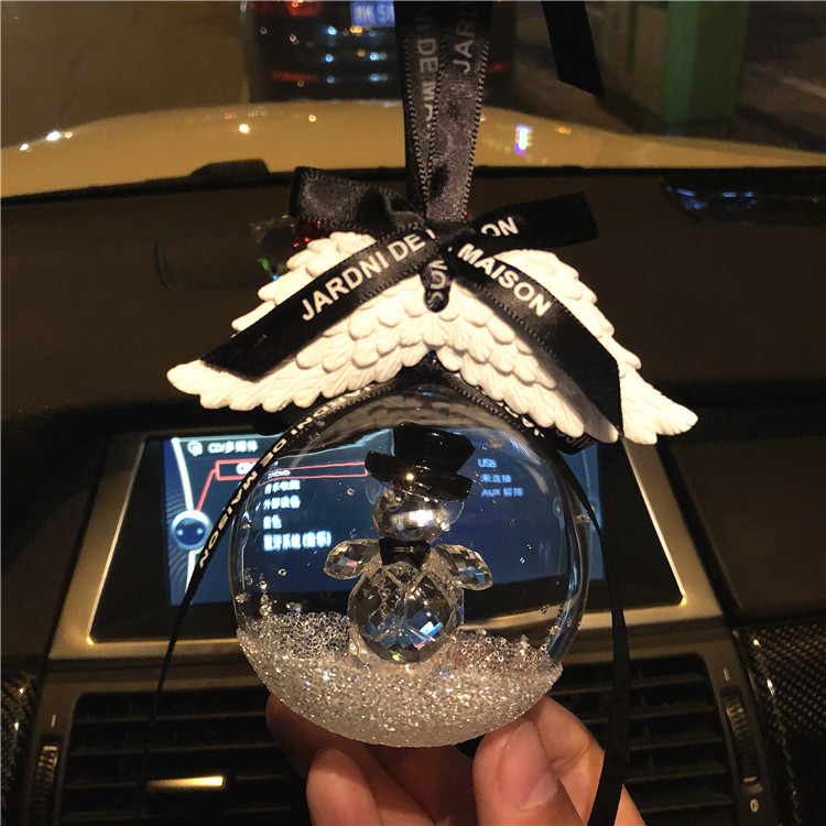 Car rearview mirror crystal ball KT cat bear angel wings perfume pendant car accessories interior decoration female