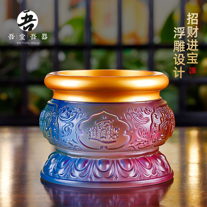 Pure Copper Alloy Glazed Reliefs Lotus Recruiting Treasure House Furnaces For Home Furnaces For Buddhare Incense Stove Burning Incense Stove