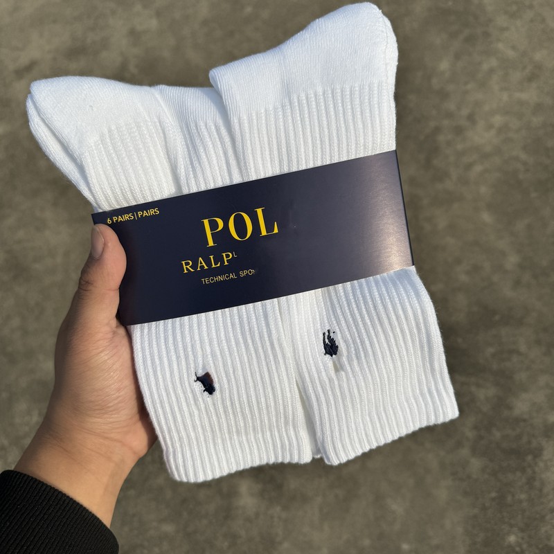 American-Style Embroidered Pl Socks, Lauren Towel-Soled Socks, Mid-Length and High-Length Business Men's Socks, Casual, Sweat-Absorbent and Breathable
