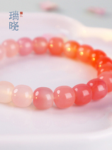 Ruixiao Gradient Natural Yanyuan Agate Bracelet Womens Transfer Beads Red 8mm Bracelet New Chinese Hand Jewelry