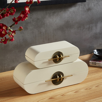 Model room soft decoration ornaments Modern simple dresser wooden storage box Bedroom leather jewelry storage box