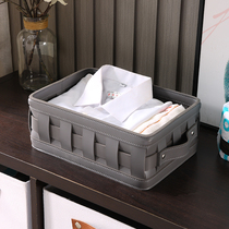 Bai Kaiqi Nordic clothing basket high-grade cloakroom model room Hand-woven basket Leather storage basket Simple and light luxury