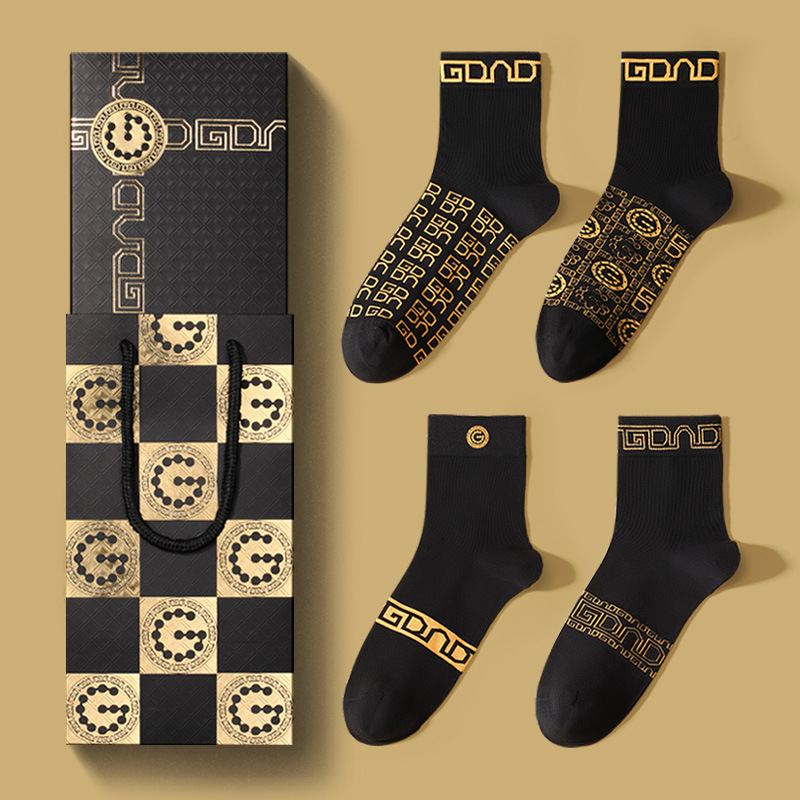 Coolqi Hong Kong Purchase Men's Socks g Brand Cotton Anti-Odor Mid-Calf Socks High-End Replica Trendy Autumn and Winter Long Socks