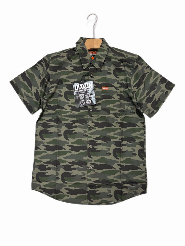 West Coast Camouflage Short-Sleeved Shirt with Turn-Down Collar, Lightweight Quick-Dry Printed Shirt, American-Style Motorcycle Style
