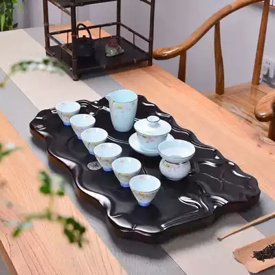Round tea making wooden tea tray drawer wooden tea ceremony tea tray household solid wood simple water storage tray office tea tray