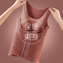 Official website Tingmei body sculpting plus velvet warm vest womens waist belt chest pad autumn and winter belly body German velvet thickening base