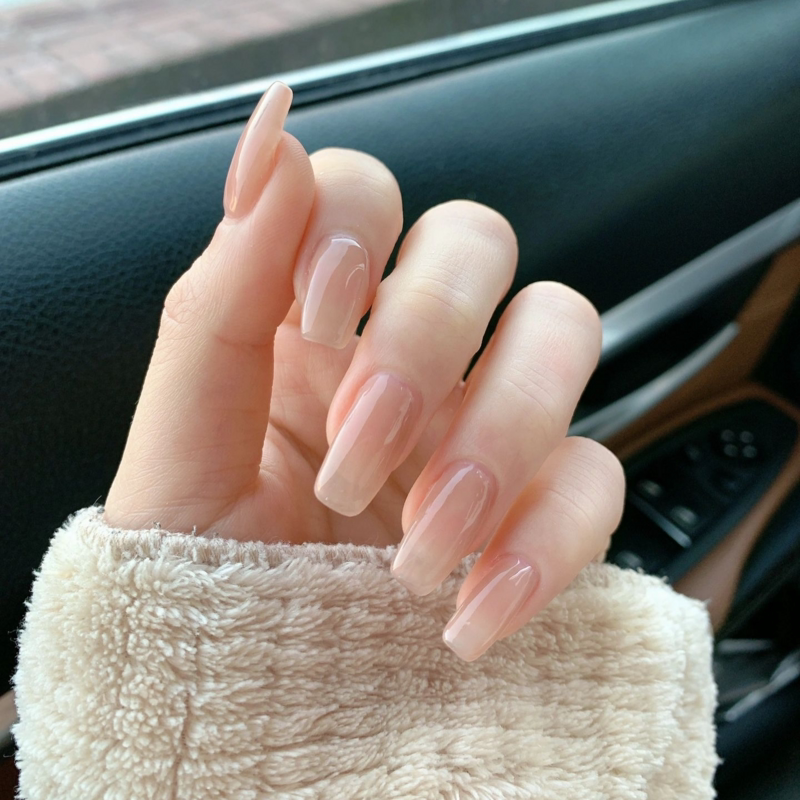 Wearable Nails Summer Whitening Baita Nude Color Short Manicure Patch Pregnant Students Removable Waterproof Fake Nails
