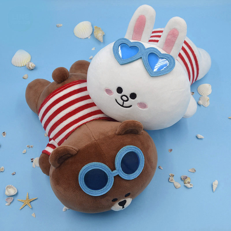 LINE FRIENDS GENUINE GROPED Tropical Wind Glasses BROWN BEAR NICHNY RABBIT CUTE CUDDLE BACK CUSHION