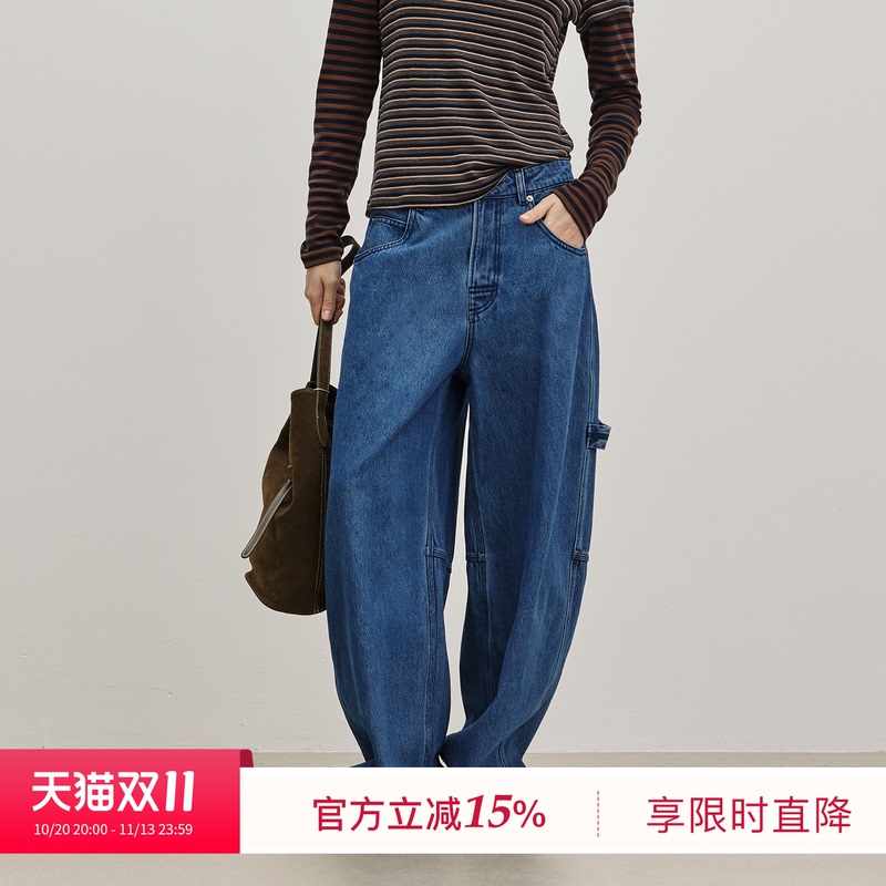 Bluewedian2026 Autumn and Winter New Fashion Retro Loose Denim Work Pants Jeans for Women Bluewedian2026 Autumn and Winter New Fashion Retro Loose Denim Work Pants Jeans for Women
