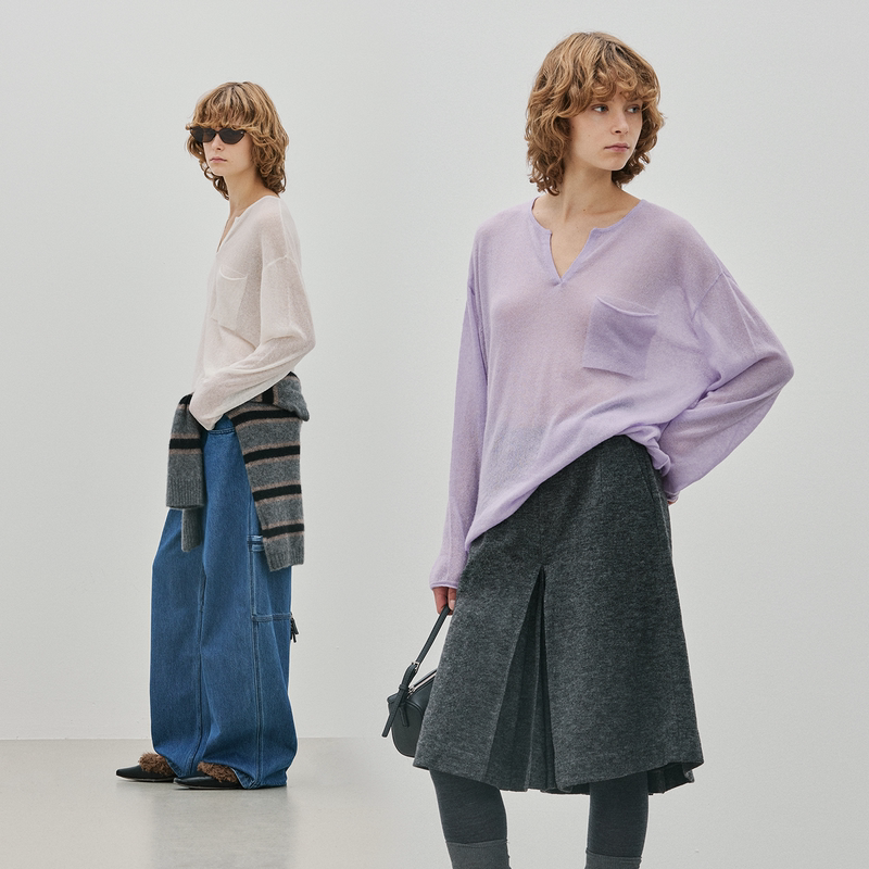 Bluewedian2026 New Winter Fashion Loose and Lazy One-Size-Fits-All Small V-Neck Long-Sleeved Knitted Sweater Blouse Bluewedian2026 New Winter Fashion Loose and Lazy One-Size-Fits-All Small V-Neck Long-Sleeved Knitted Sweater Blouse
