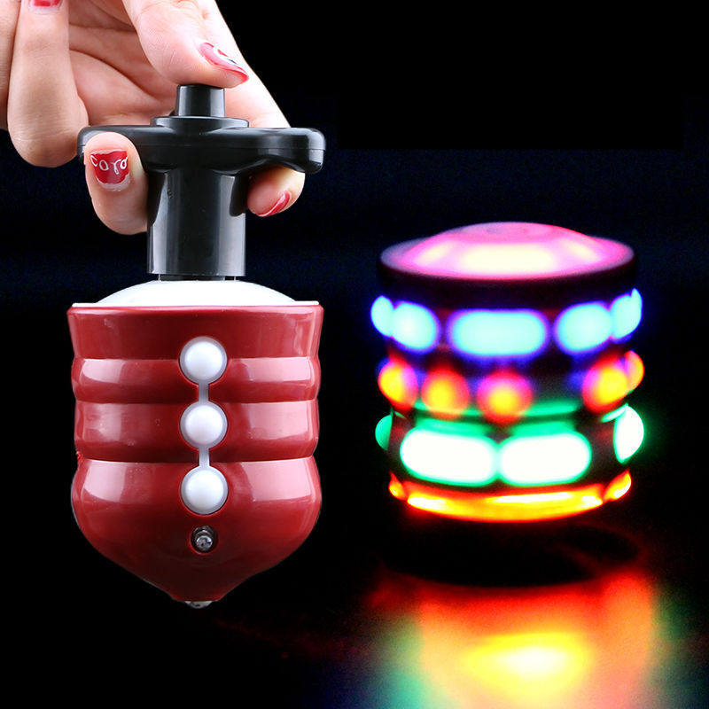Upgrade Boys Imitation Wood Tops Toys Seven Color Luminous Music Adults Swivel Tops Children Electric Balance Toys