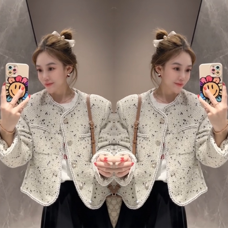 2026 Korean New Designer Style Chanel-Inspired Short Tweed Jacket for Women, Elegant Socialite Style Top Jacket Version