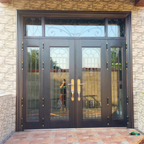 Villa door double door Zinc alloy glass door entry door open door Copper door door household rural courtyard