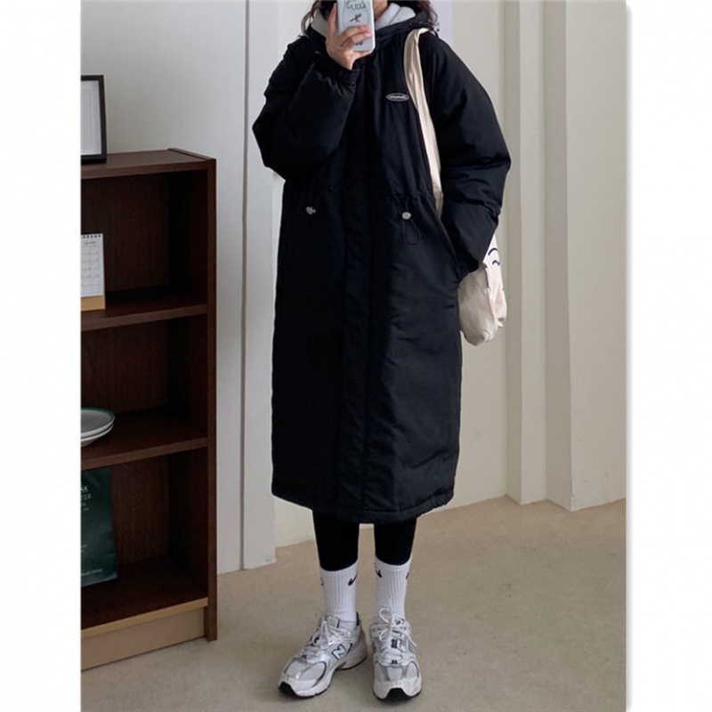 Padded women's mid-length tooling jacket Korean version loose winter new thickened over-the-knee student padded jacket padded jacket ins