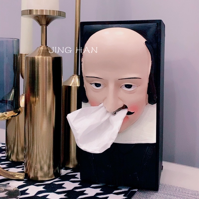 Shakespeare's face stone like a tissue box suction paper box creative design sense ins wind small crowdsourced living room pendulum 