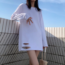 Womens clothing 2022 new bottoming shirt spring and autumn mid-length t-shirt womens long-sleeved ins trendy inner top autumn and winter