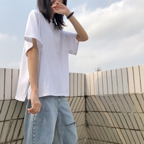 2022 new hot style pure cotton white short-sleeved t-shirt sweet cool loose round neck thin top womens summer